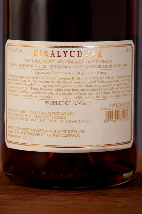 Kiralyudvar Tokaji Aszu 6 Puttonyos 'Lapis' 2005 500ml